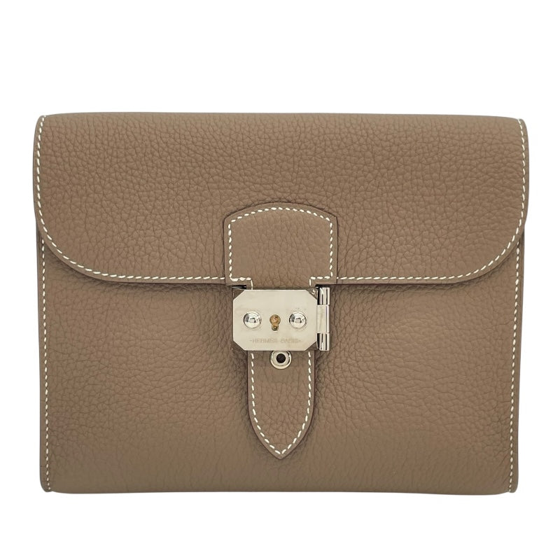 エルメス HERMES サックアデペッシュ21 B刻 エトゥープ SV金具 トゴ レディース ショルダーバッグ