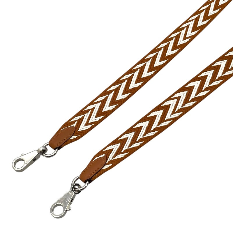 エルメス HERMES ショルダーストラップ ジグザグ ブラウン SV金具 トワル ユニセックス ショルダーストラップ