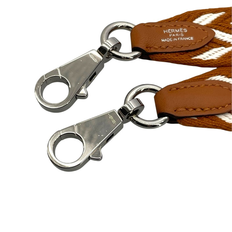 エルメス HERMES ショルダーストラップ ジグザグ ブラウン SV金具 トワル ユニセックス ショルダーストラップ