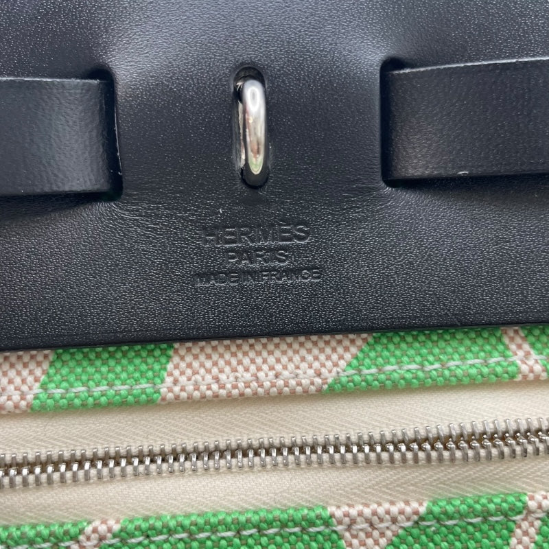 エルメス HERMES エールバッグジップPM W CH010 BP ブラック・グリーン トワル・ハンター レディース ショルダーバッグ