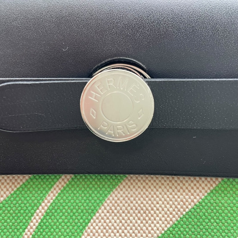 エルメス HERMES エールバッグジップPM W CH010 BP ブラック・グリーン トワル・ハンター レディース ショルダーバッグ