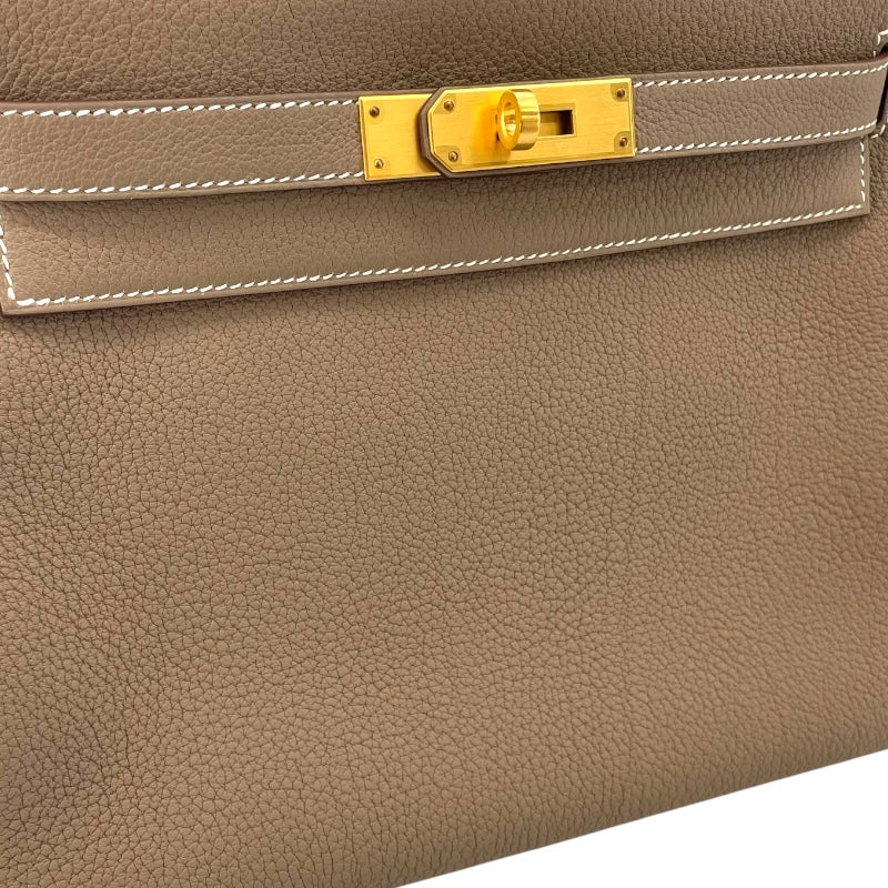 エルメス HERMES ケリー28 内縫い W刻印 エトゥープ マットGD金具 トゴ レディース ショルダーバッグ