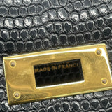 エルメス HERMES ケリー32 外縫い 〇Y刻 ブラック GD金具 リザード レディース ハンドバッグ