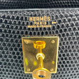 エルメス HERMES ケリー32 外縫い 〇Y刻 ブラック GD金具 リザード レディース ハンドバッグ