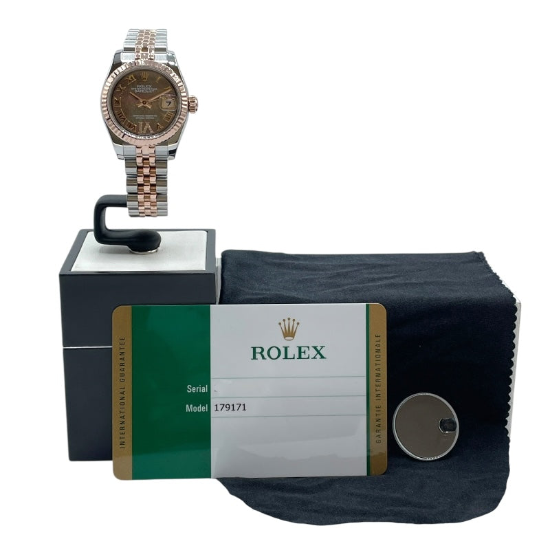 ロレックス ROLEX デイトジャスト26　ロータスフラワーブラックシェル 179171 ブラック PG/SS レディース 腕時計
