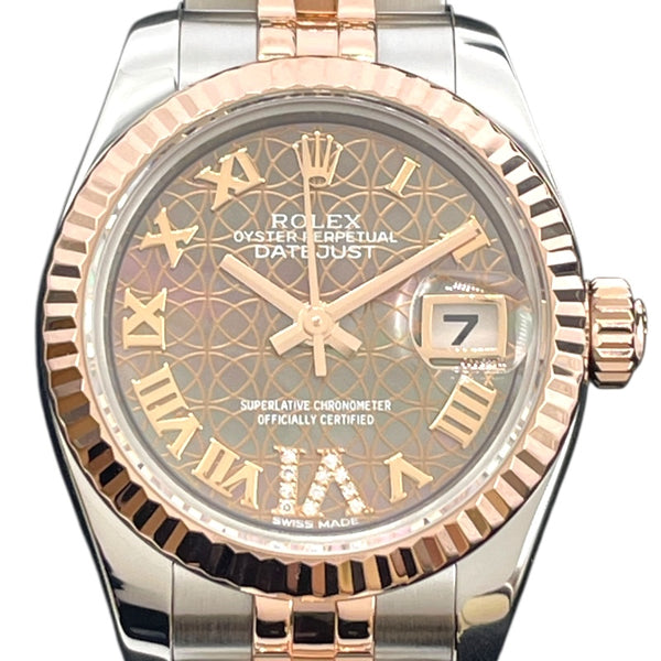 ロレックス ROLEX デイトジャスト26　ロータスフラワーブラックシェル 179171 ブラック PG/SS レディース 腕時計