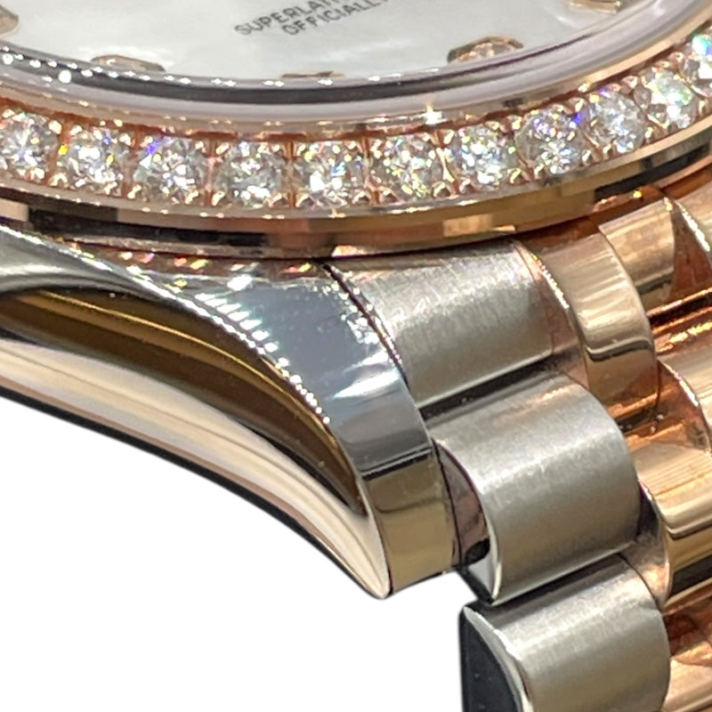 ロレックス ROLEX デイトジャスト31　ホワイトシェル 278381RBR シルバー PG/SS 自動巻き レディース 腕時計