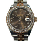 ロレックス ROLEX デイトジャスト28　チョコ 279381RBR チョコ PG/SS レディース 腕時計