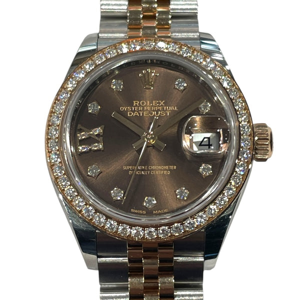 ロレックス ROLEX デイトジャスト28　チョコ 279381RBR チョコ PG/SS レディース 腕時計
