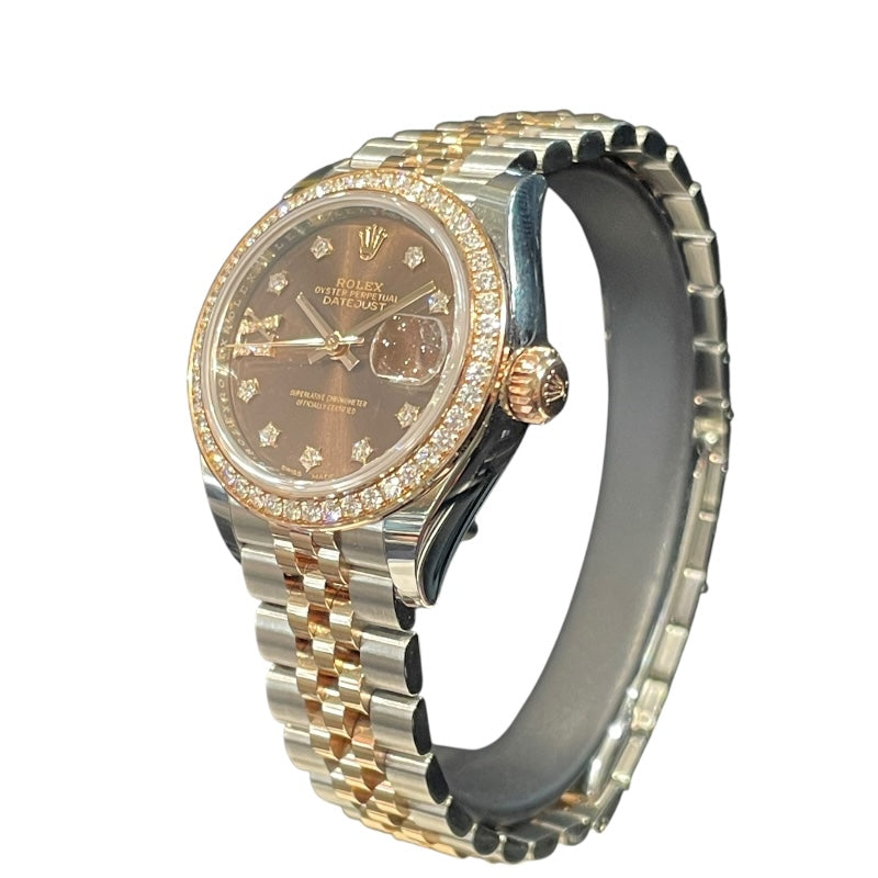 ロレックス ROLEX デイトジャスト28　チョコ 279381RBR チョコ PG/SS レディース 腕時計