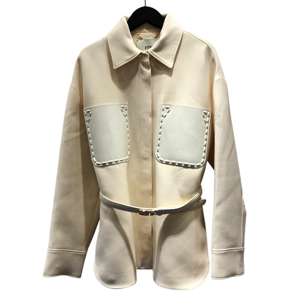 フェンディ FENDI ベルト付きシャツジャケット FJ7262 アイボリー ウール レディース その他アウター