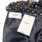 セリーヌ CELINE ドットフリルワンピース 2R217020D ブラック×ゴールド シルク レディース ワンピース