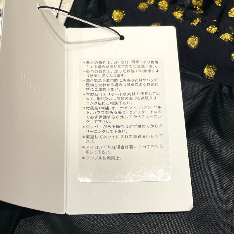 セリーヌ CELINE ドットフリルワンピース 2R217020D ブラック×ゴールド シルク レディース ワンピース