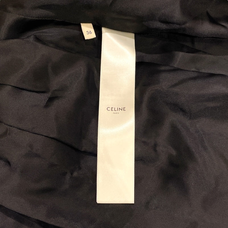 セリーヌ CELINE ドットフリルワンピース 2R217020D ブラック×ゴールド シルク レディース ワンピース