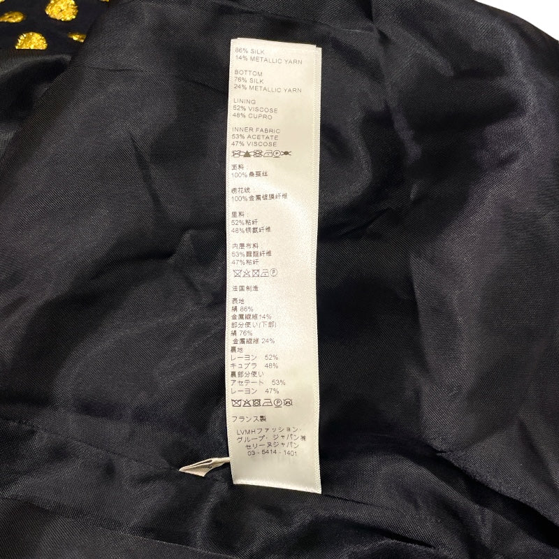 セリーヌ CELINE ドットフリルワンピース 2R217020D ブラック×ゴールド シルク レディース ワンピース