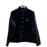 プラダ PRADA トライアングルロゴシャツジャケット 2024年 SC798 ブラック コーデュロイ メンズ ナイロンジャケット