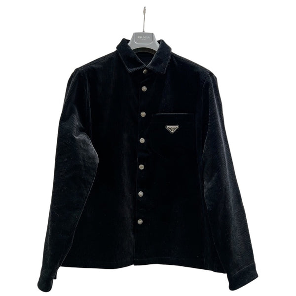 プラダ PRADA トライアングルロゴシャツジャケット 2024年 SC798 ブラック コーデュロイ メンズ ナイロンジャケット