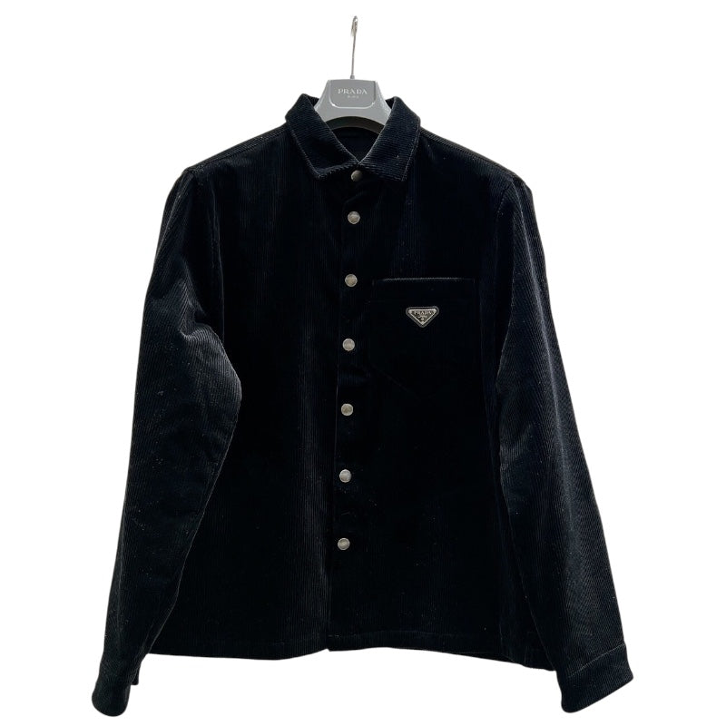 プラダ PRADA トライアングルロゴシャツジャケット 2024年 SC798 ブラック コーデュロイ メンズ ナイロンジャケット