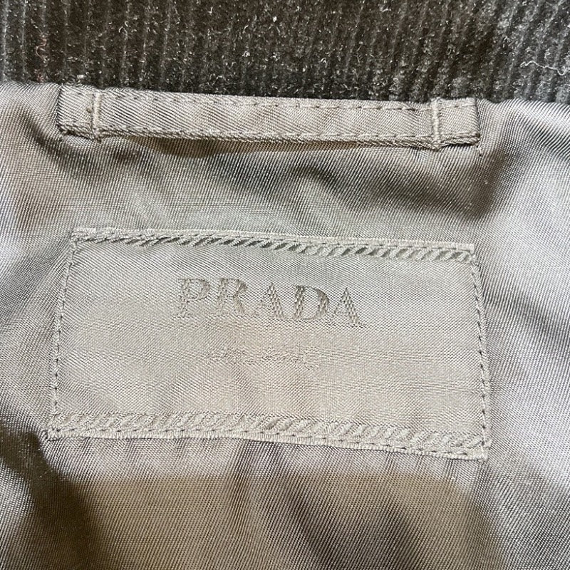 プラダ PRADA トライアングルロゴシャツジャケット 2024年 SC798 ブラック コーデュロイ メンズ ナイロンジャケット