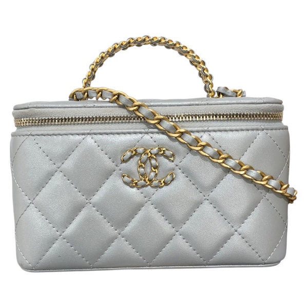 シャネル CHANEL バニティチェーンショルダー AP4064 シルバー ゴールド金具 ラム レディース ショルダーバッグ