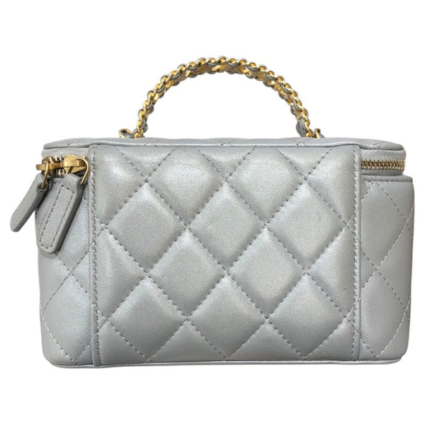 シャネル CHANEL バニティチェーンショルダー AP4064 シルバー ゴールド金具 ラム レディース ショルダーバッグ