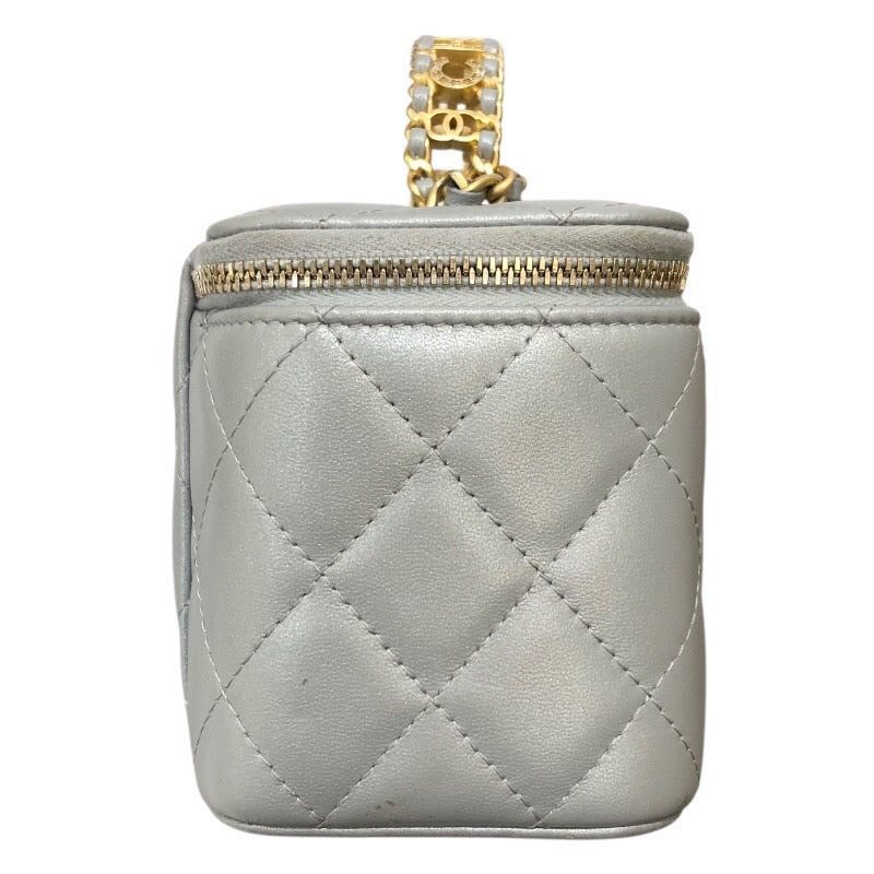 シャネル CHANEL バニティチェーンショルダー AP4064 シルバー ゴールド金具 ラム レディース ショルダーバッグ
