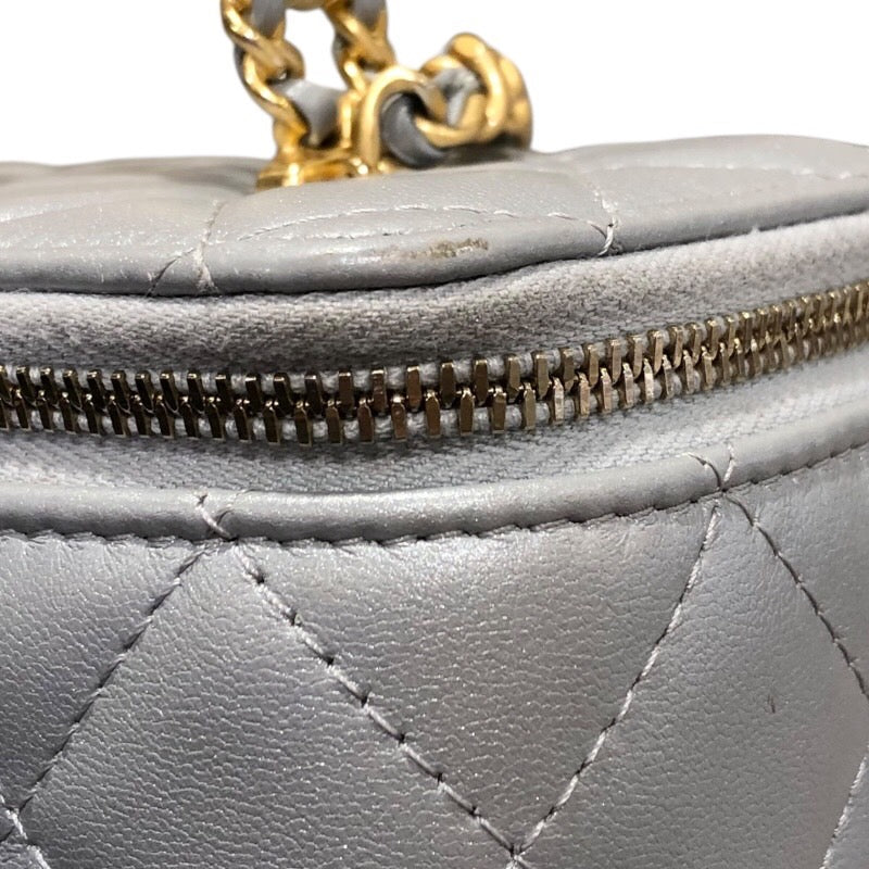 シャネル CHANEL バニティチェーンショルダー AP4064 シルバー ゴールド金具 ラム レディース ショルダーバッグ