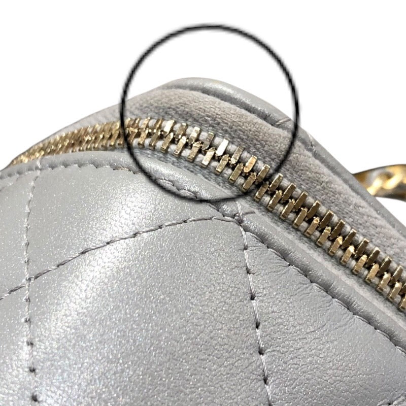 シャネル CHANEL バニティチェーンショルダー AP4064 シルバー ゴールド金具 ラム レディース ショルダーバッグ
