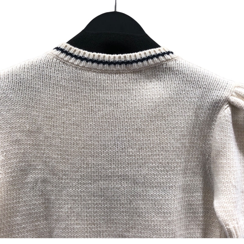 クリスチャン・ディオール Christian Dior カシミア混ロゴ半袖ニットセーター アイボリー ウール レディース セーター