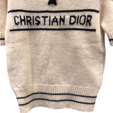 クリスチャン・ディオール Christian Dior カシミア混ロゴ半袖ニットセーター アイボリー ウール レディース セーター