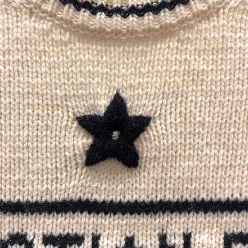 クリスチャン・ディオール Christian Dior カシミア混ロゴ半袖ニットセーター アイボリー ウール レディース セーター