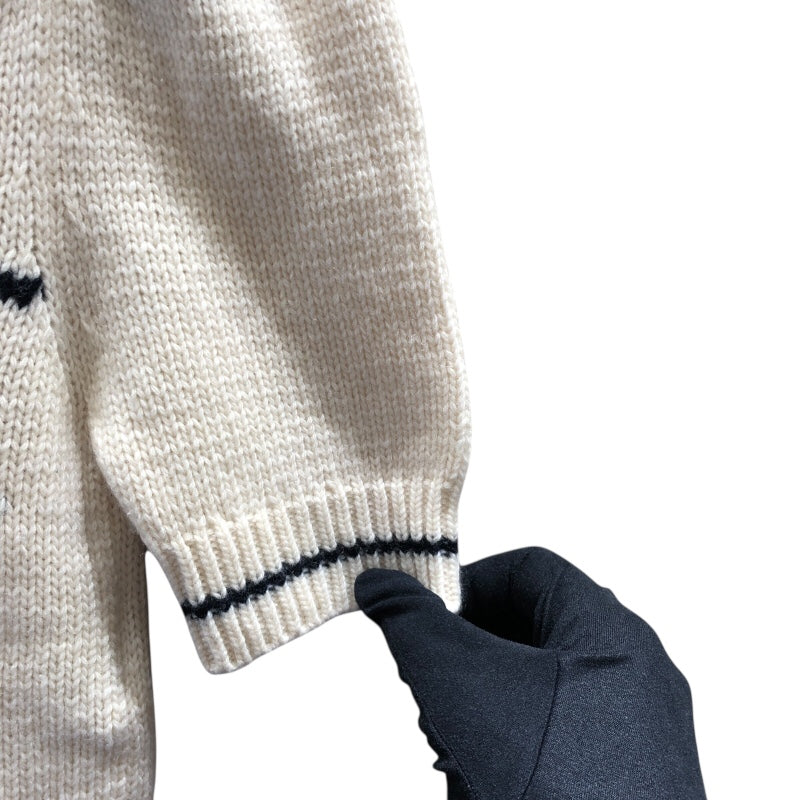 クリスチャン・ディオール Christian Dior カシミア混ロゴ半袖ニットセーター アイボリー ウール レディース セーター