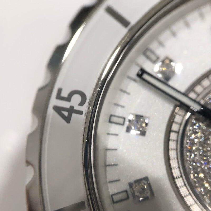 シャネル CHANEL J12 38MM ダイヤ H1759 ホワイト セラミック/SS 自動巻き レディース 腕時計
