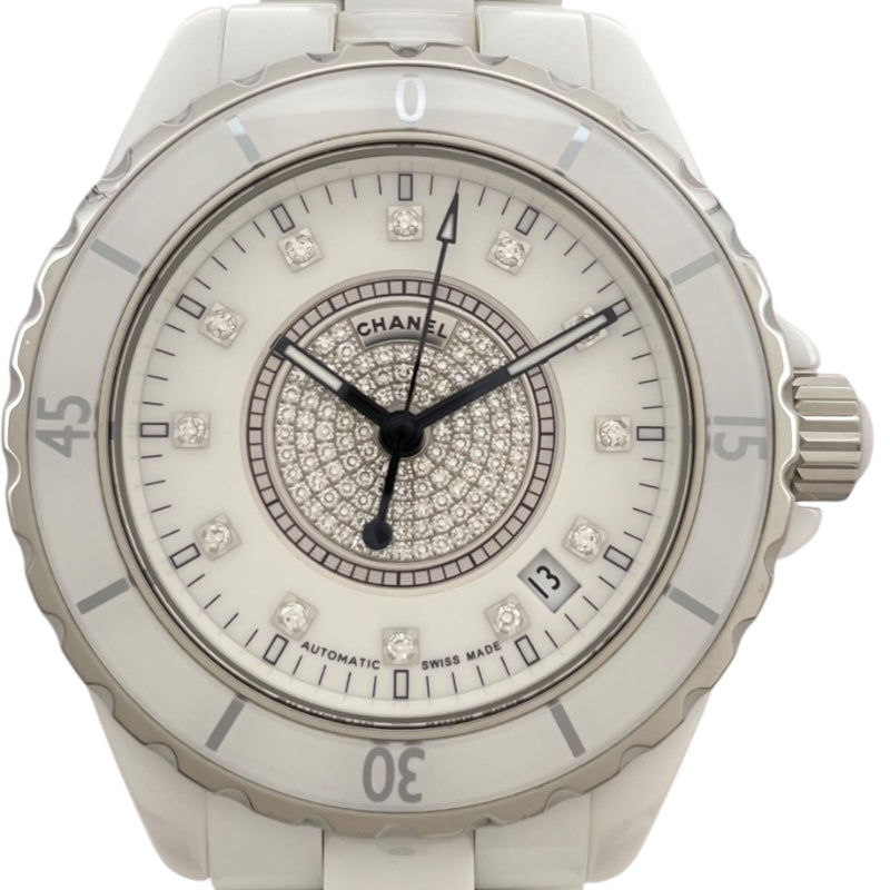 シャネル CHANEL J12 38MM ダイヤ H1759 ホワイト セラミック/SS 自動巻き レディース 腕時計