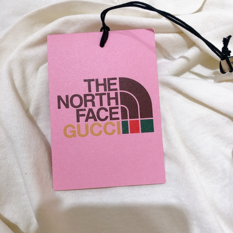 グッチ GUCCI ×THE NORTH FACEロゴ半袖Tシャツ 616036 ホワイト　ブラウン　マルチ コットン メンズ 半袖Ｔシャツ