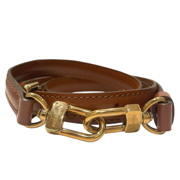 ルイ・ヴィトン LOUIS VUITTON ショルダーストラップ ブラウン　ゴールド金具 レザー ユニセックス ショルダーストラップ