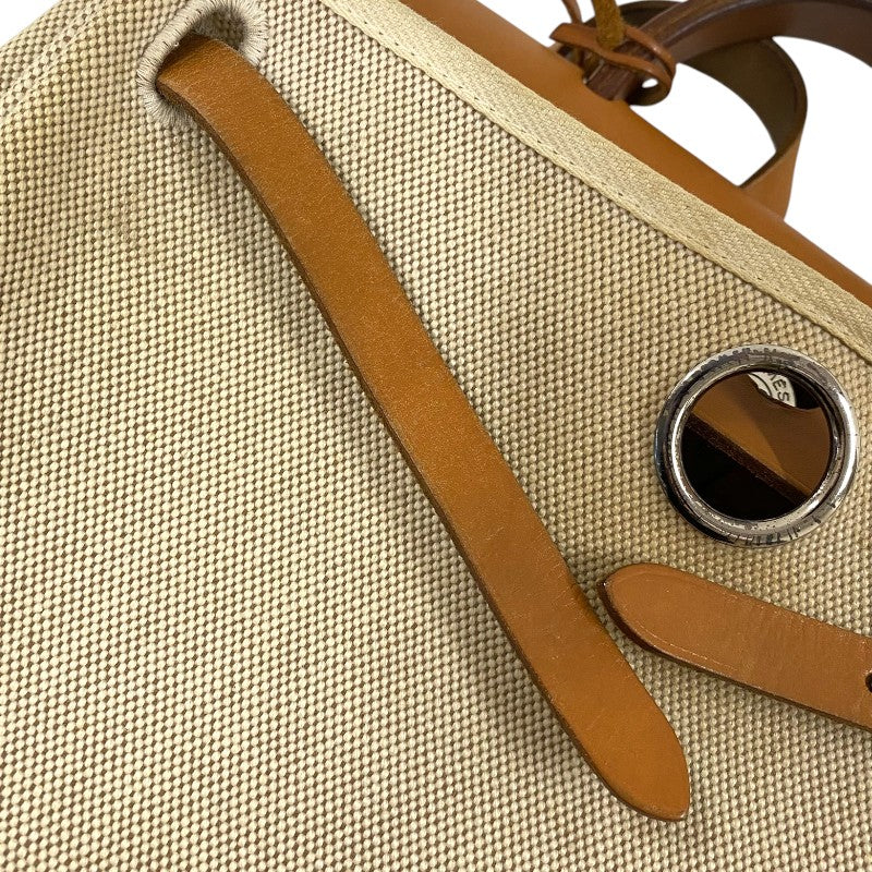エルメス HERMES エールバッグアドPM □E刻 ベージュ×ゴールド トワル レディース リュック デイパック
