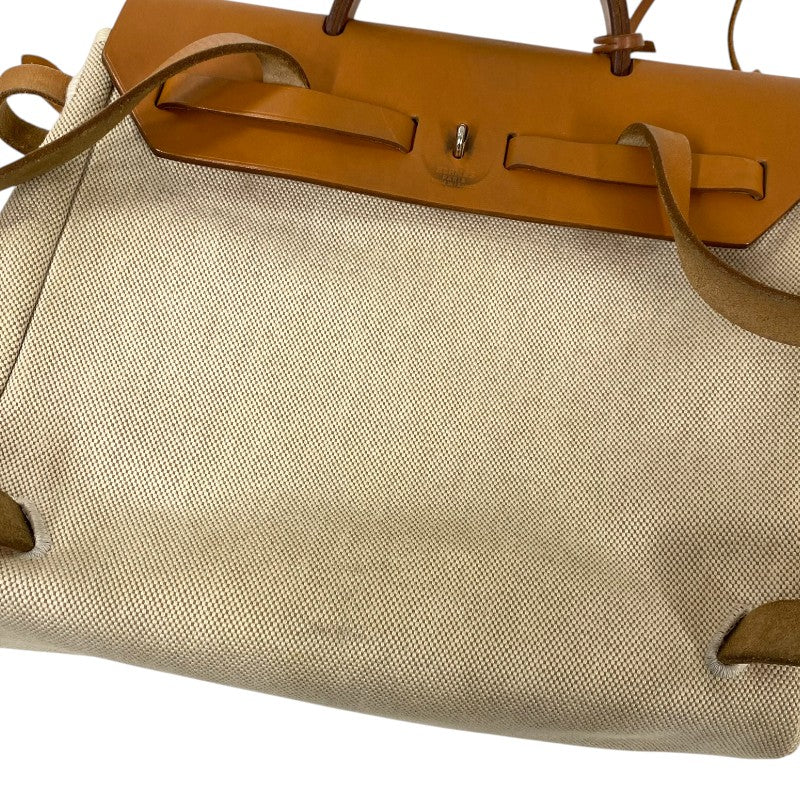 エルメス HERMES エールバッグアドPM □E刻 ベージュ×ゴールド トワル レディース リュック デイパック