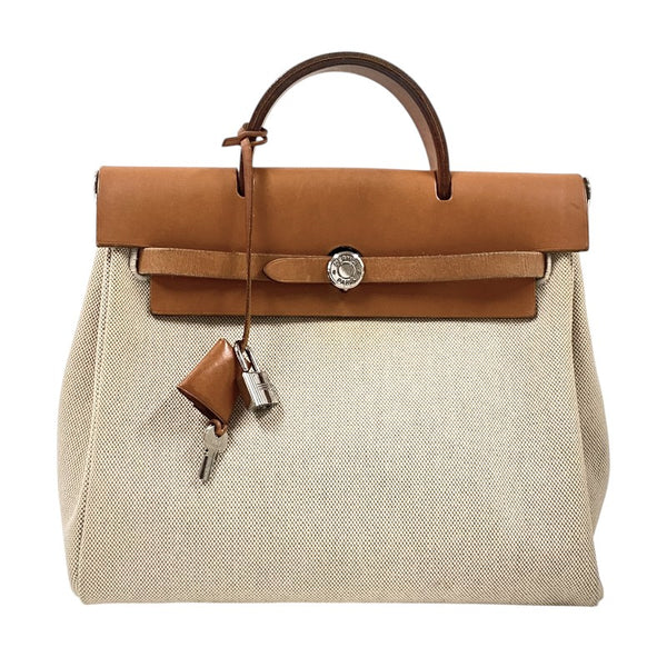 エルメス HERMES エールバッグアドPM □E刻 ベージュ×ゴールド トワル レディース リュック デイパック