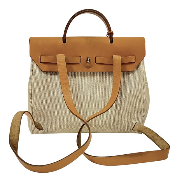 エルメス HERMES エールバッグアドPM □E刻 ベージュ×ゴールド トワル レディース リュック デイパック