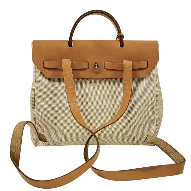 エルメス HERMES エールバッグアドPM □E刻 ベージュ×ゴールド トワル レディース リュック デイパック