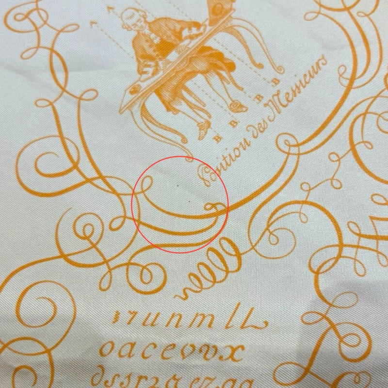 エルメス HERMES カレ45 L'art D'ecrire イエロー シルク100％ レディース スカーフ
