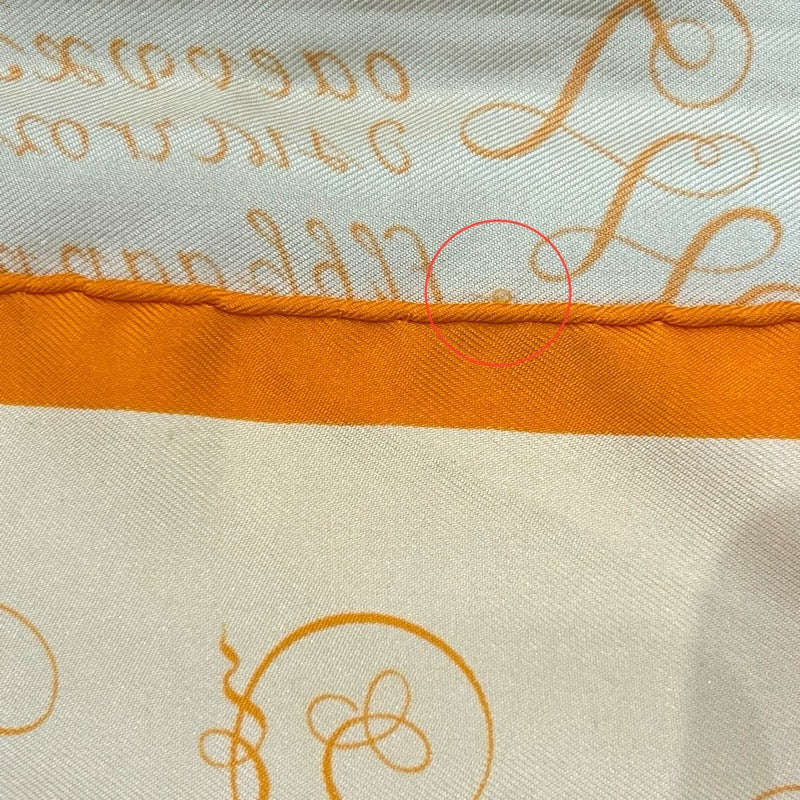 エルメス HERMES カレ45 L'art D'ecrire イエロー シルク100