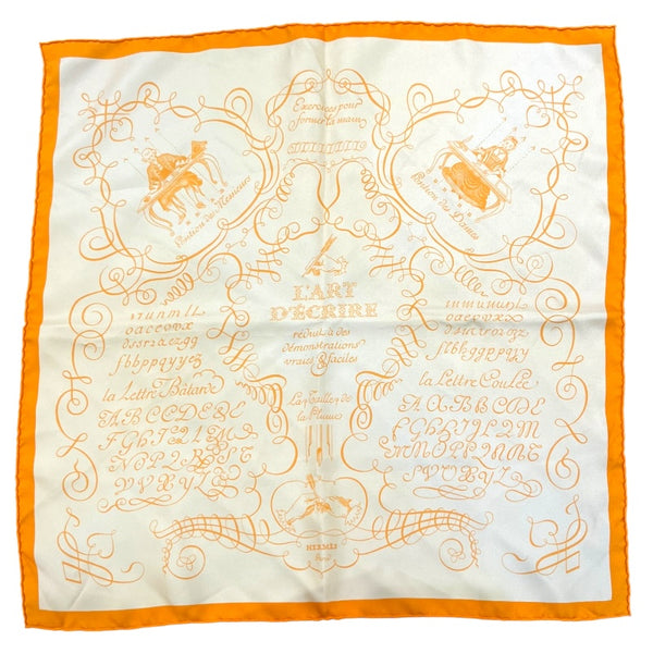 エルメス HERMES カレ45 L'art D'ecrire イエロー シルク100