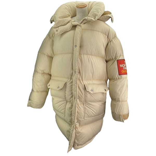 グッチ GUCCI ×THE NORTH FACE ダウンコート 671794 アイボリー ナイロン レディース ダウンジャケット