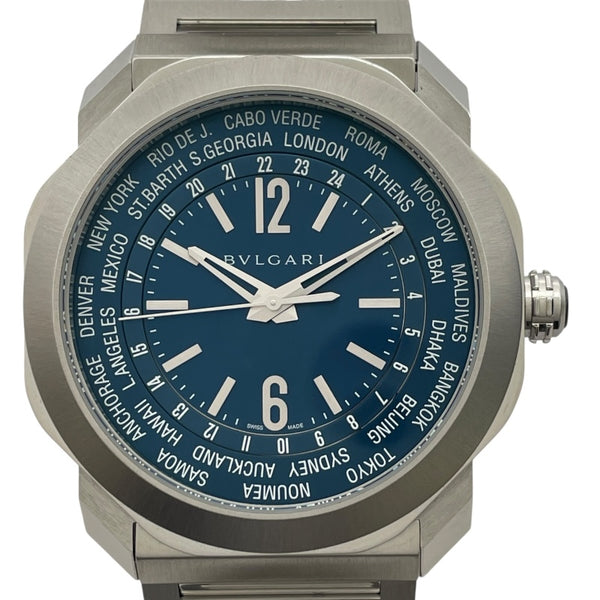 ブルガリ BVLGARI オクト ローマ ワールドタイム 103841(OC41SWT) ブルー SS メンズ 腕時計