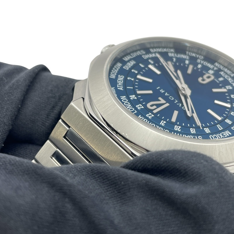 ブルガリ BVLGARI オクト ローマ ワールドタイム 103841(OC41SWT) ブルー SS メンズ 腕時計