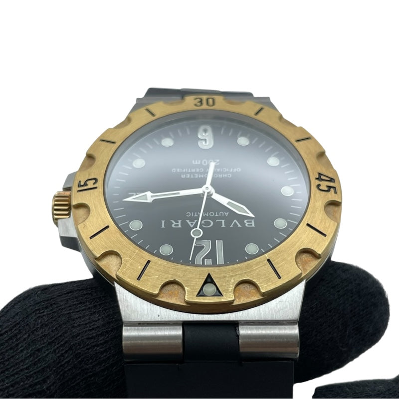 ブルガリ BVLGARI ディアゴノ スクーバ SD38SG ブラック YG/SS レディース 腕時計