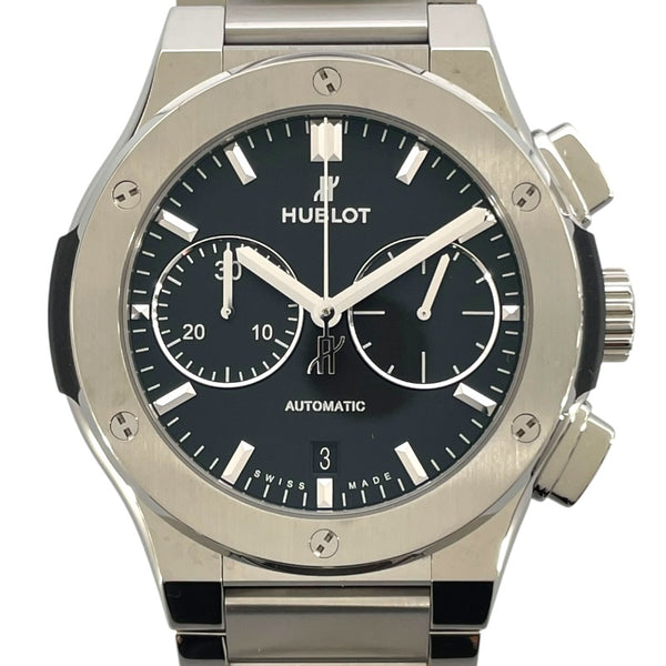 ウブロ HUBLOT クラシックフュージョン クロノグラフ チタニウム ブレスレット 520.NX.1170.NX ブラック チタン 自動巻き メンズ 腕時計
