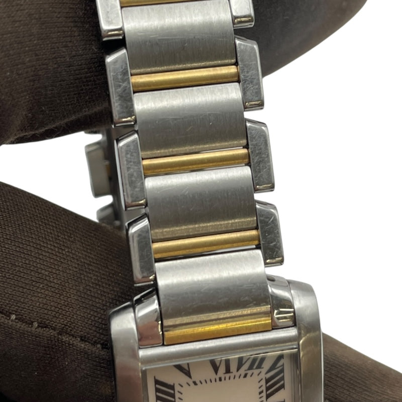 カルティエ Cartier タンクフランセーズ SM W51007Q4 ホワイト SS/YG クオーツ レディース 腕時計